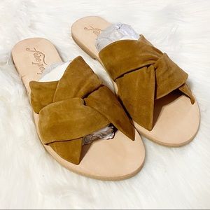 Free People Rio Vista Suede Slide Sandal Tan